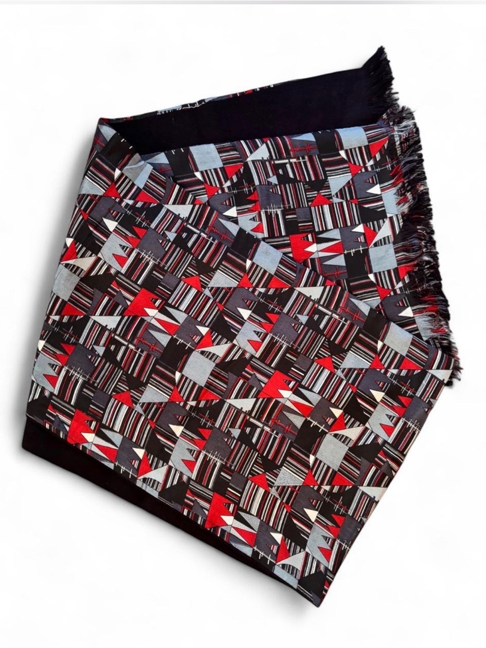 100% Silk Art Deco Inspired Geometric Fringe Scarf 🧣